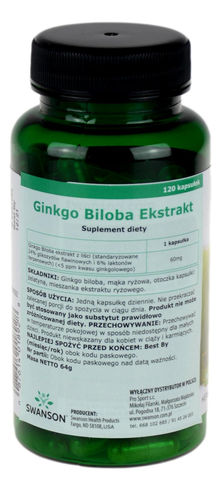 Ginkgo Biloba Ekstrakt 60mg - 120kaps SWANSON