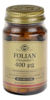 Folian (Metafolin) 400 µg 50 tabl. SOLGAR