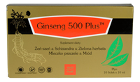 Ginseng 500 Plus (Żeń-szeń, Cytryniec chiński, Zielona herbata, Mleczko pszczele, Miód) 10 fiolek x 10 ml