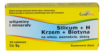 Silicum + H Krzem + Biotyna (na włosy, paznokcie i skórę) 30 tabletek GORVITA