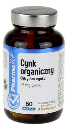 Cynk organiczny (Cytrynian cynku) 15mg 60kaps PHARMOVIT